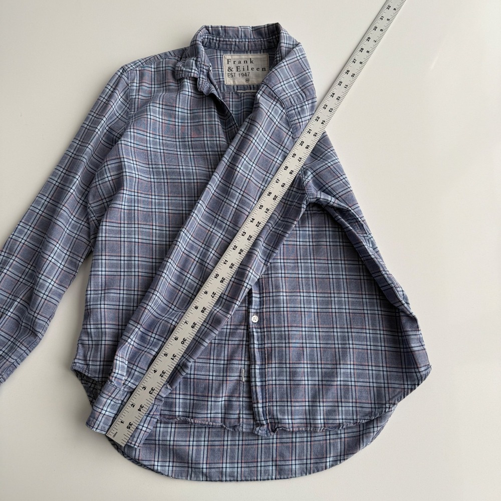 Frank & Eileen Barry Lightweight Cotton Plaid Blue Button Up Shirt XS - Picture 7 of 8